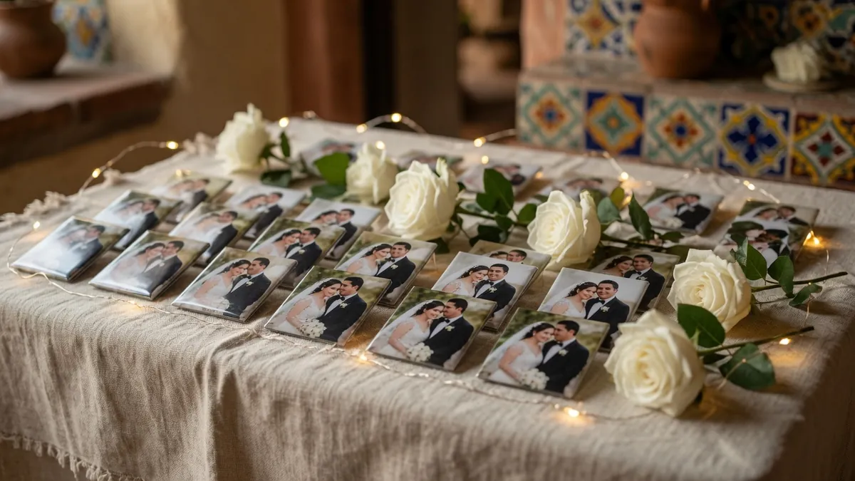 Imanes personalizados con foto de los novios como recuerdos de boda