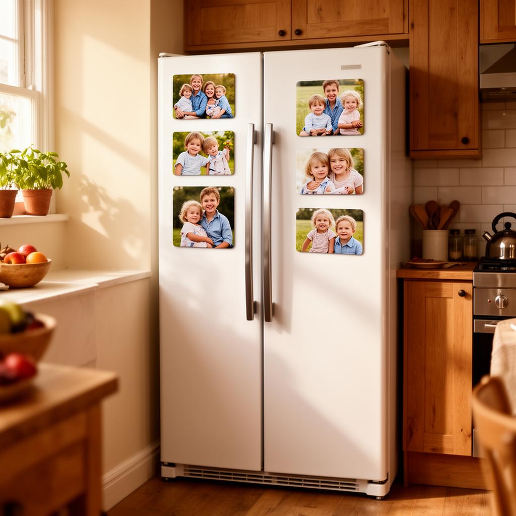 Refrigerador con imanes fotográficos personalizados de familia